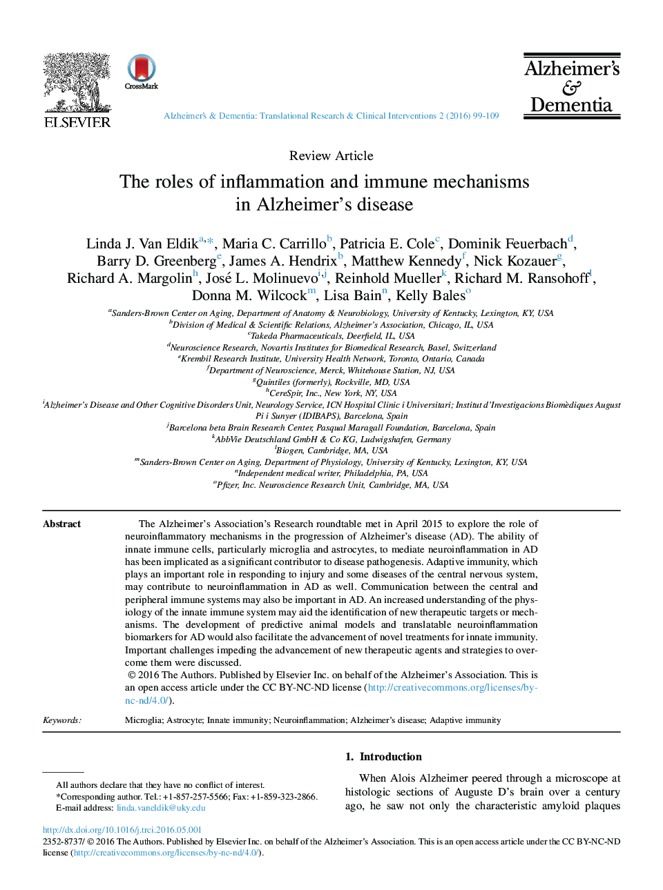 The roles of inflammation and immune mechanisms in Alzheimer's disease 