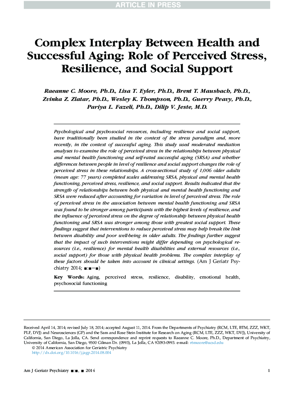 مصالح پیچیده بین سلامت و پیری موفق: نقش استرس درک شده، انعطاف پذیری و حمایت اجتماعی 