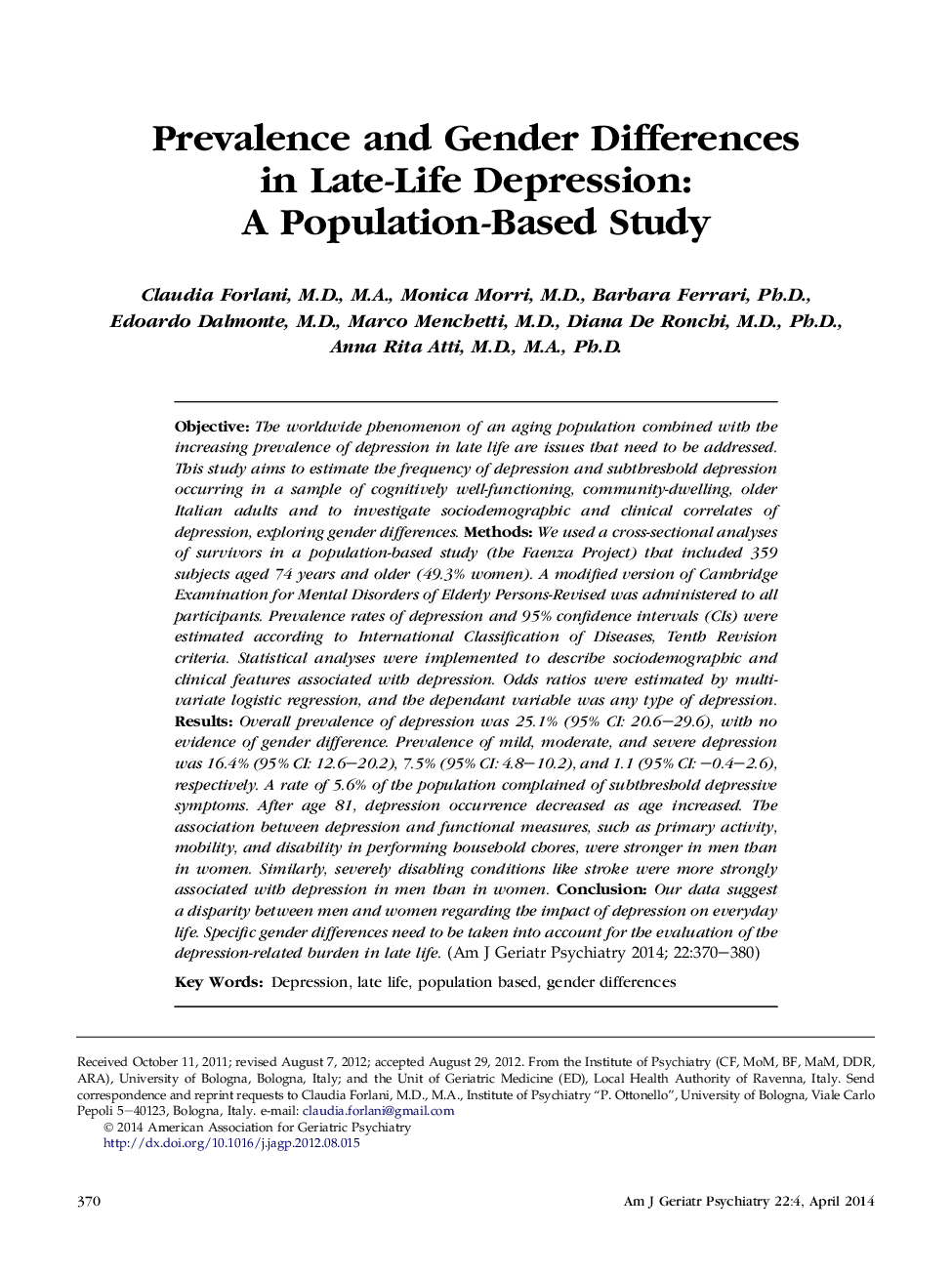 شیوع و تفاوت جنسیتی در افسردگی پس از زایمان: یک مطالعه مبتنی بر جمعیت 