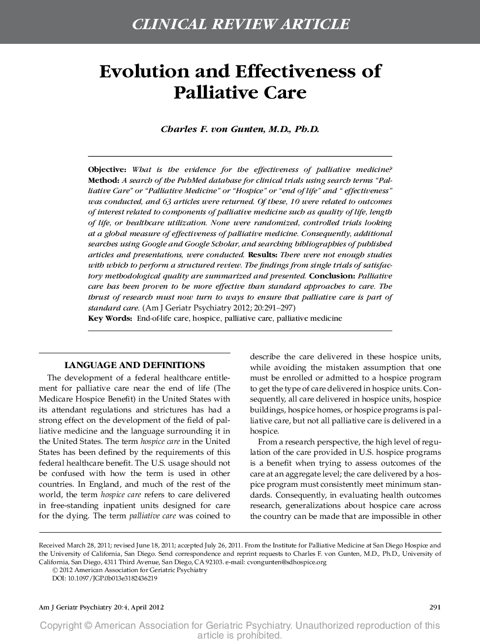 Evolution and Effectiveness of Palliative Care
