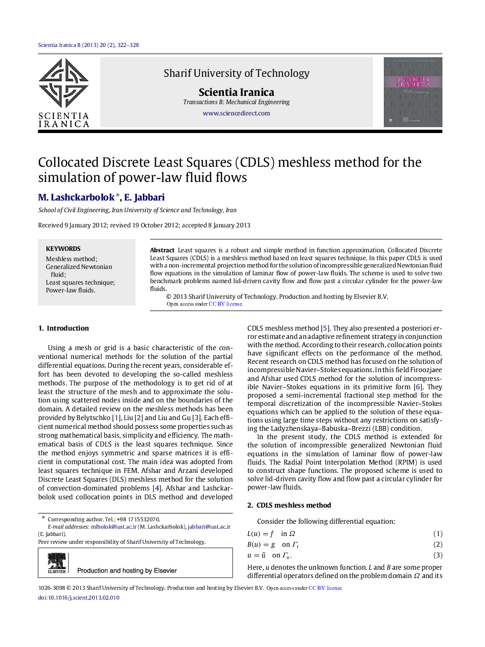 Collocated Discrete Least Squares (CDLS) meshless method for the simulation of power-law fluid flows 