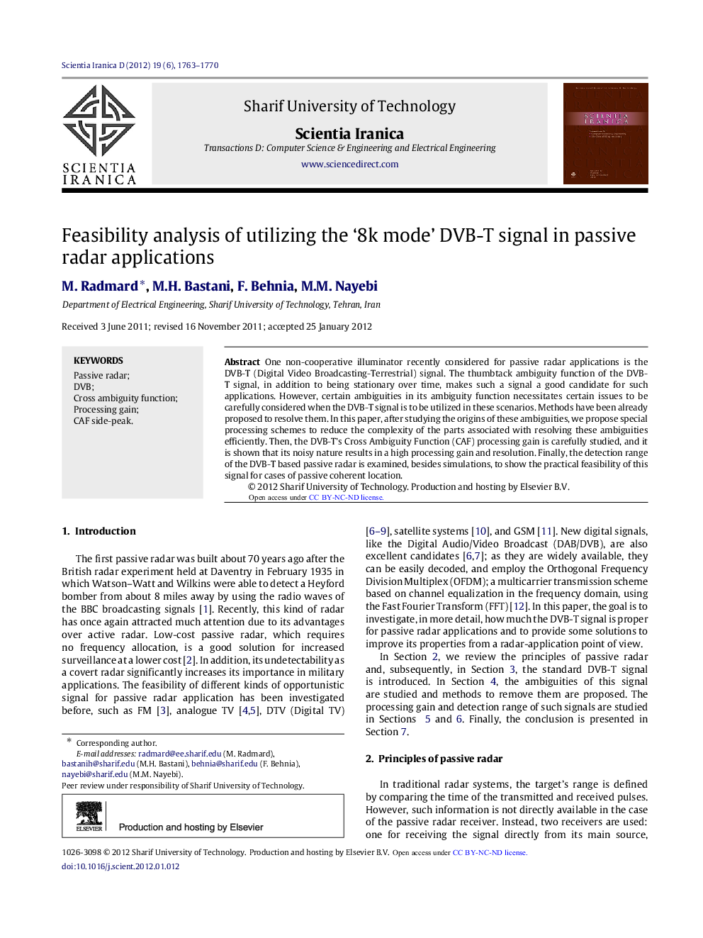 Feasibility analysis of utilizing the ‘8k mode’ DVB-T signal in passive radar applications 