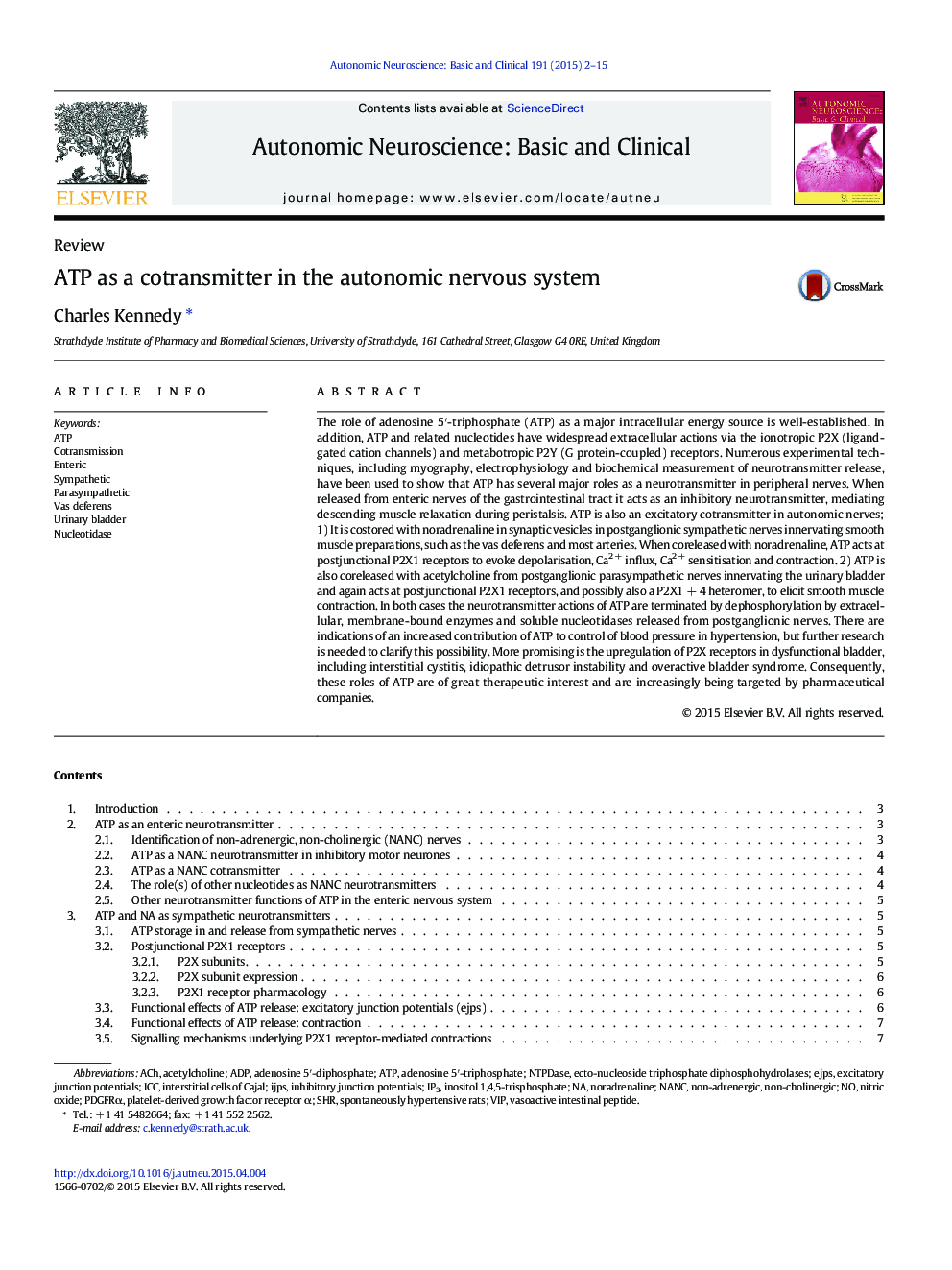 ATP as a cotransmitter in the autonomic nervous system