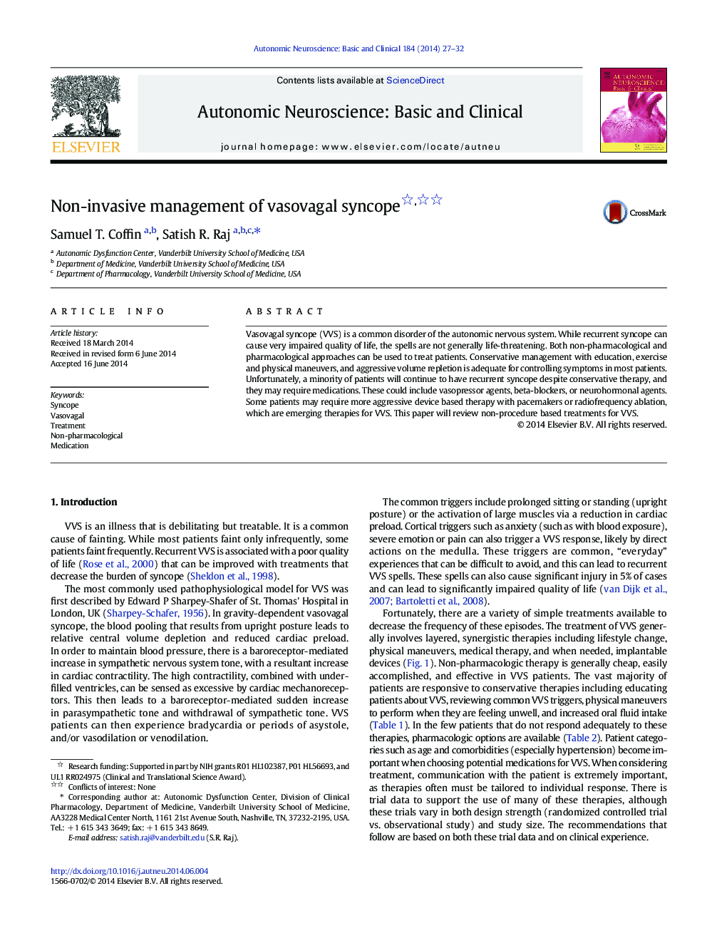 Non-invasive management of vasovagal syncope 