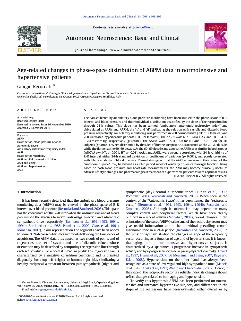 Age-related changes in phase-space distribution of ABPM data in normotensive and hypertensive patients