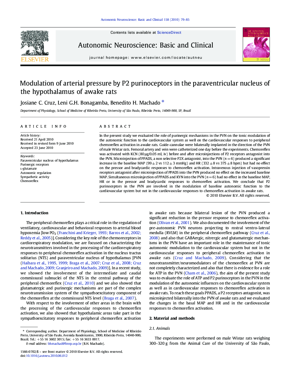 Modulation of arterial pressure by P2 purinoceptors in the paraventricular nucleus of the hypothalamus of awake rats