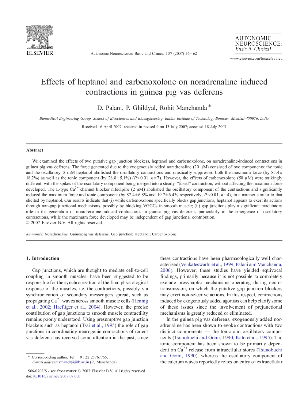 Effects of heptanol and carbenoxolone on noradrenaline induced contractions in guinea pig vas deferens