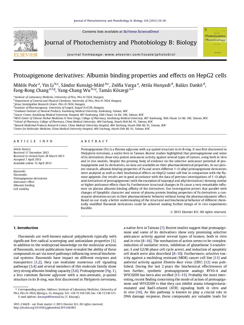 Protoapigenone derivatives: Albumin binding properties and effects on HepG2 cells