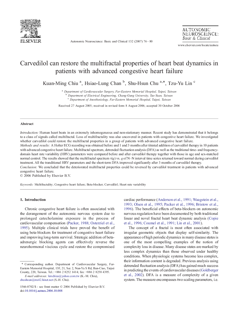 Carvedilol can restore the multifractal properties of heart beat dynamics in patients with advanced congestive heart failure