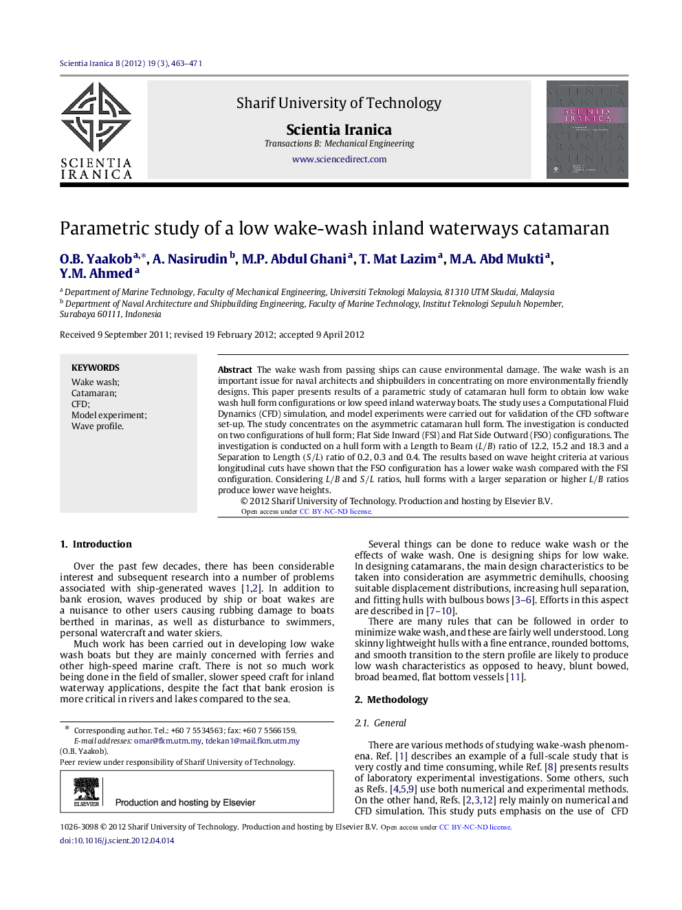 Parametric study of a low wake-wash inland waterways catamaran 