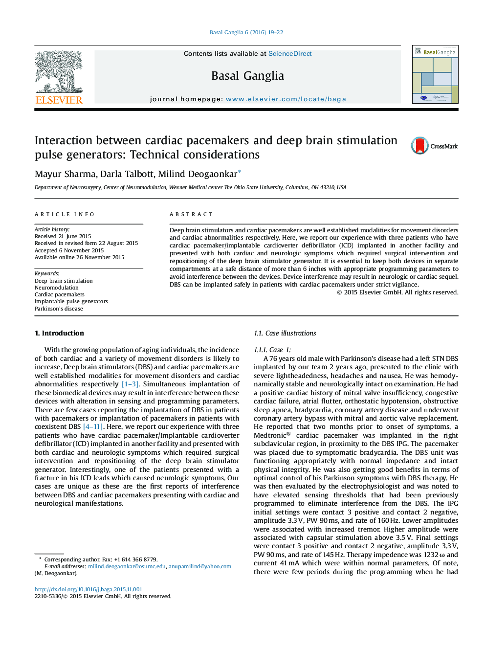 Interaction between cardiac pacemakers and deep brain stimulation pulse generators: Technical considerations