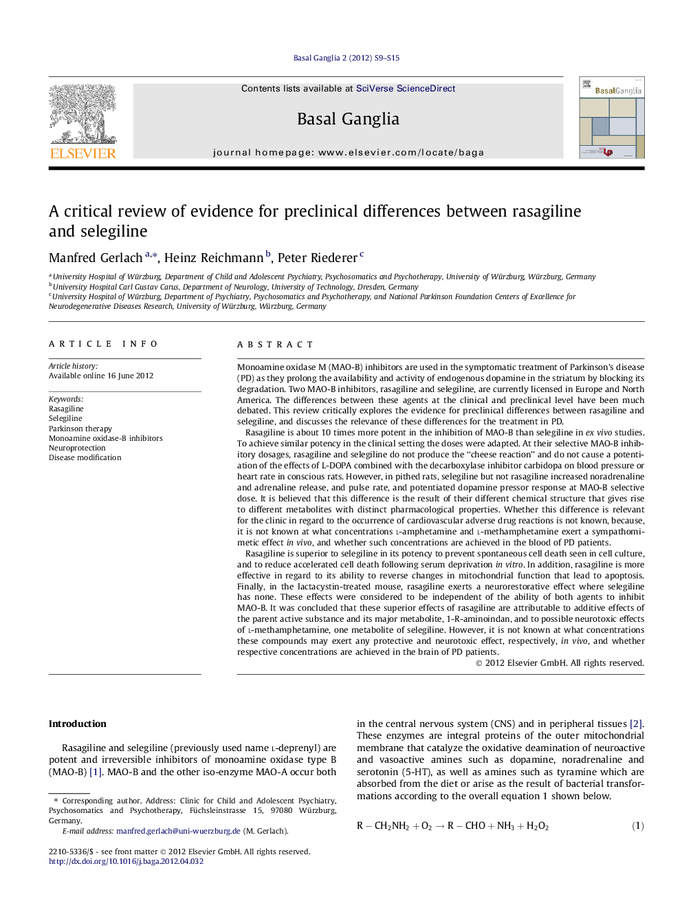 A critical review of evidence for preclinical differences between rasagiline and selegiline