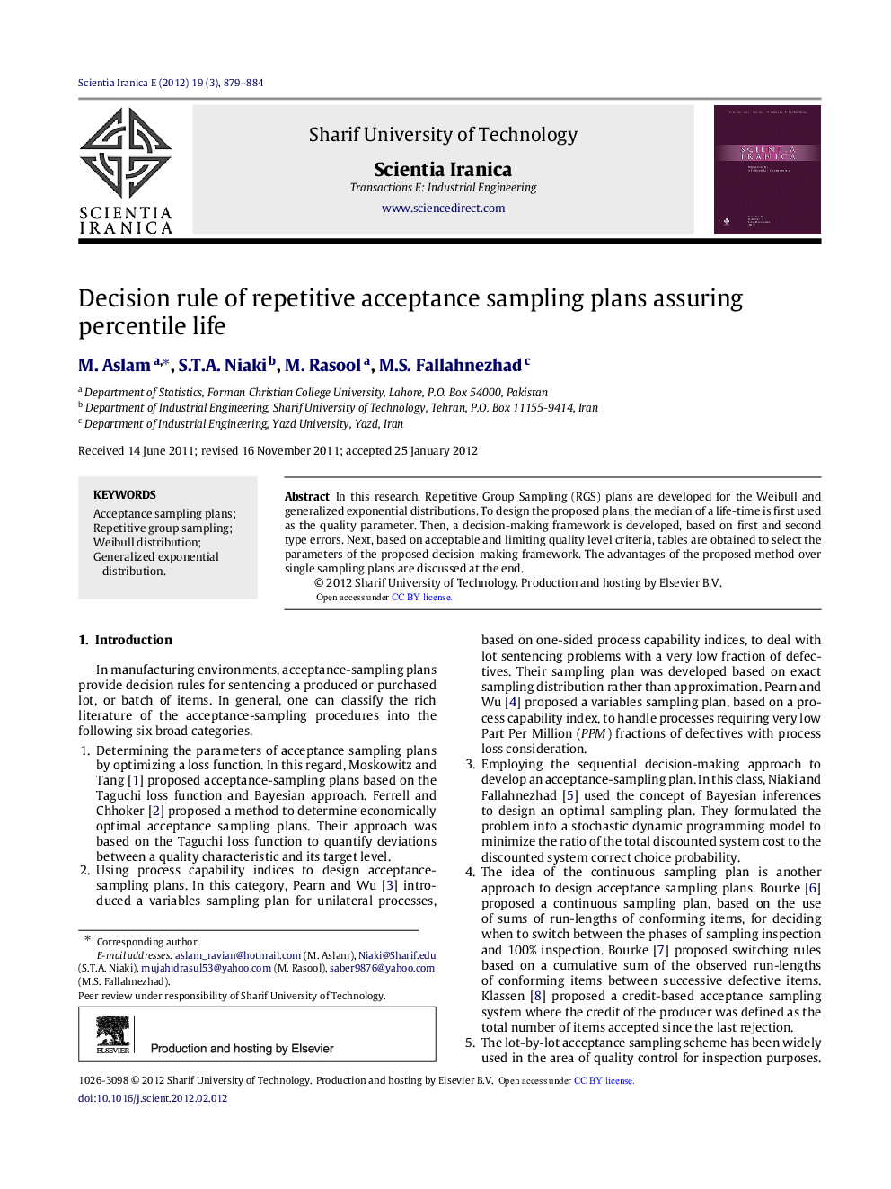 Decision rule of repetitive acceptance sampling plans assuring percentile life 