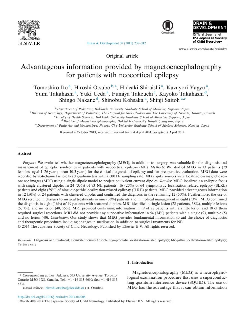 Advantageous information provided by magnetoencephalography for patients with neocortical epilepsy