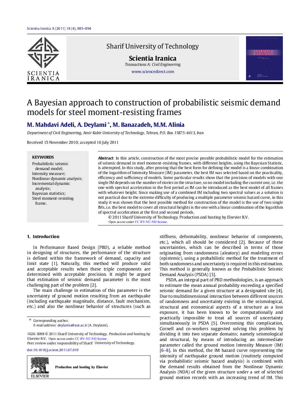 A Bayesian approach to construction of probabilistic seismic demand models for steel moment-resisting frames