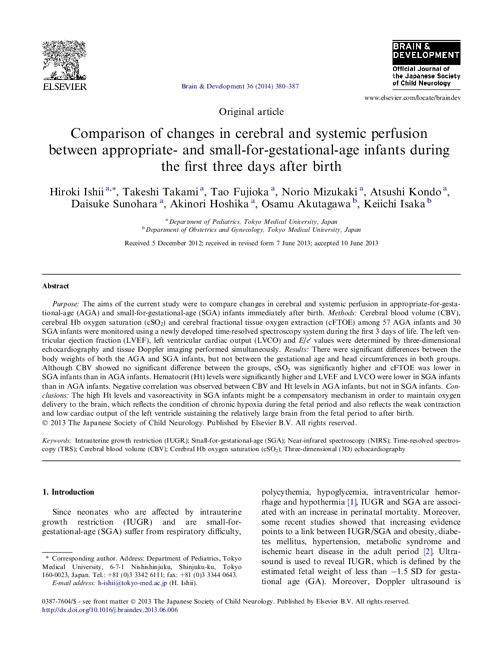 مقایسه تغییرات پرفیوژن مغزی و سیستمیک بین نوزادان مناسب و کوچک برای بارداری در سه روز اول پس از تولد 