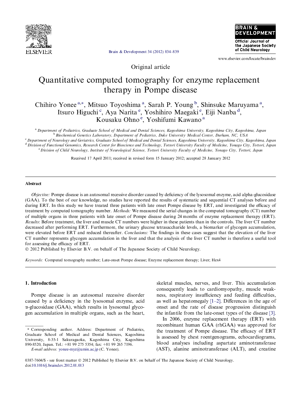 Quantitative computed tomography for enzyme replacement therapy in Pompe disease