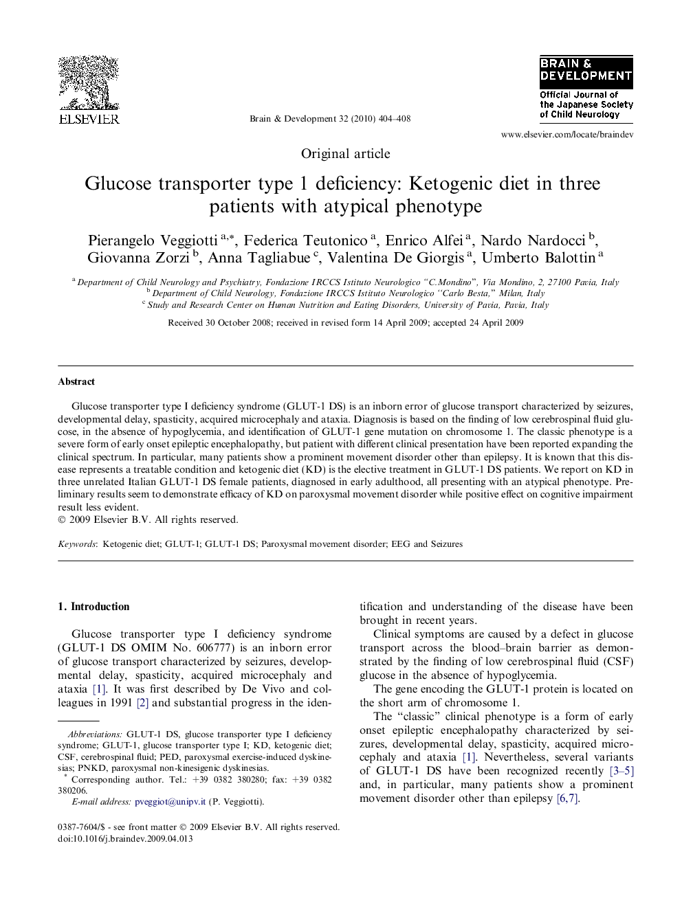 Glucose transporter type 1 deficiency: Ketogenic diet in three patients with atypical phenotype