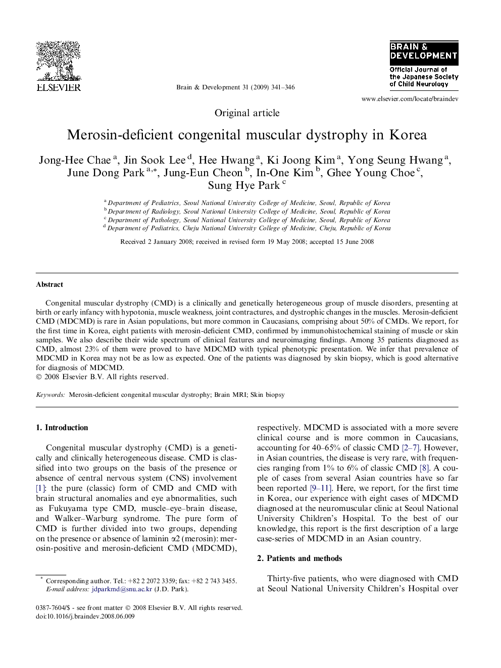 Merosin-deficient congenital muscular dystrophy in Korea