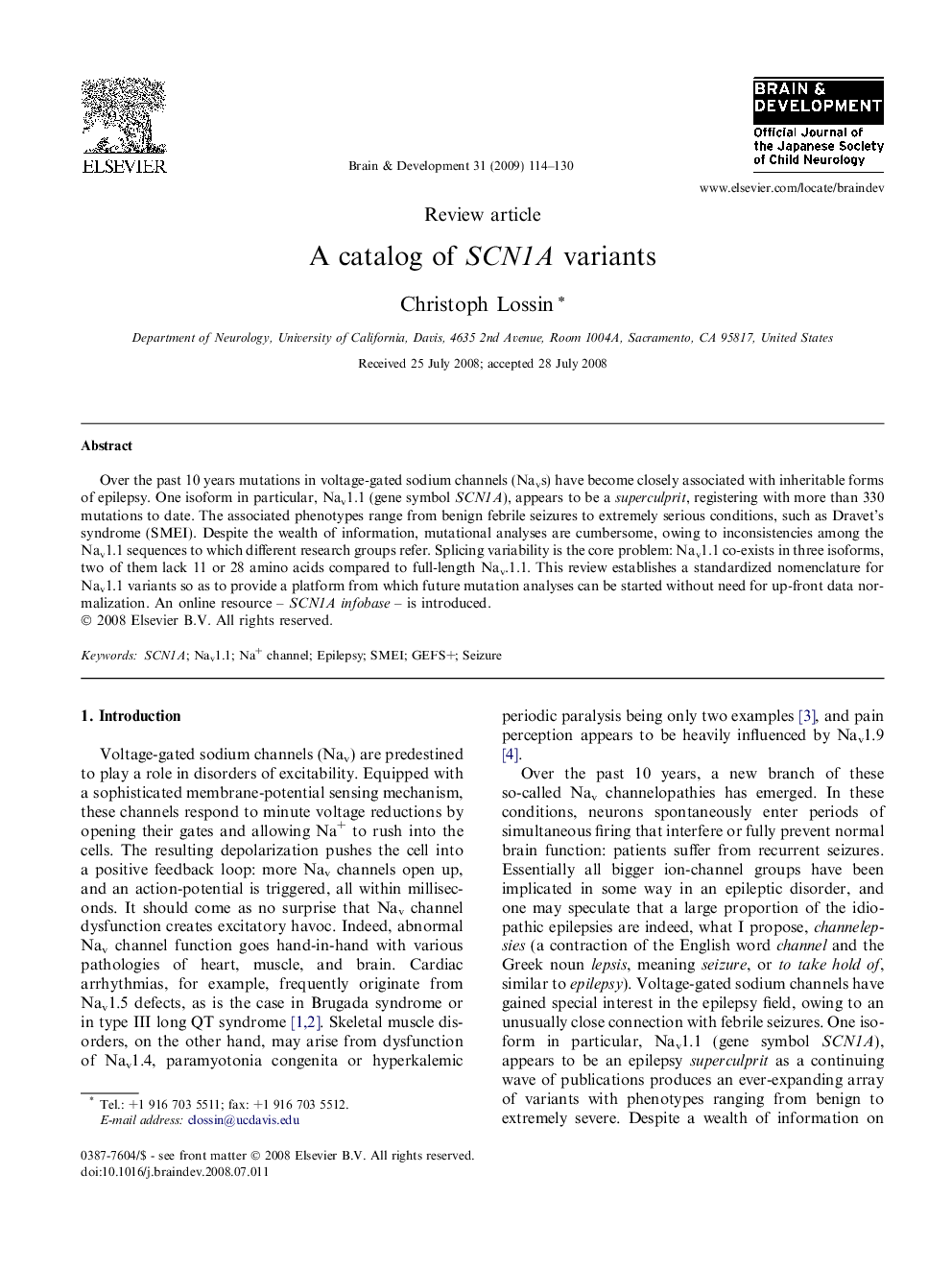 A catalog of SCN1A variants