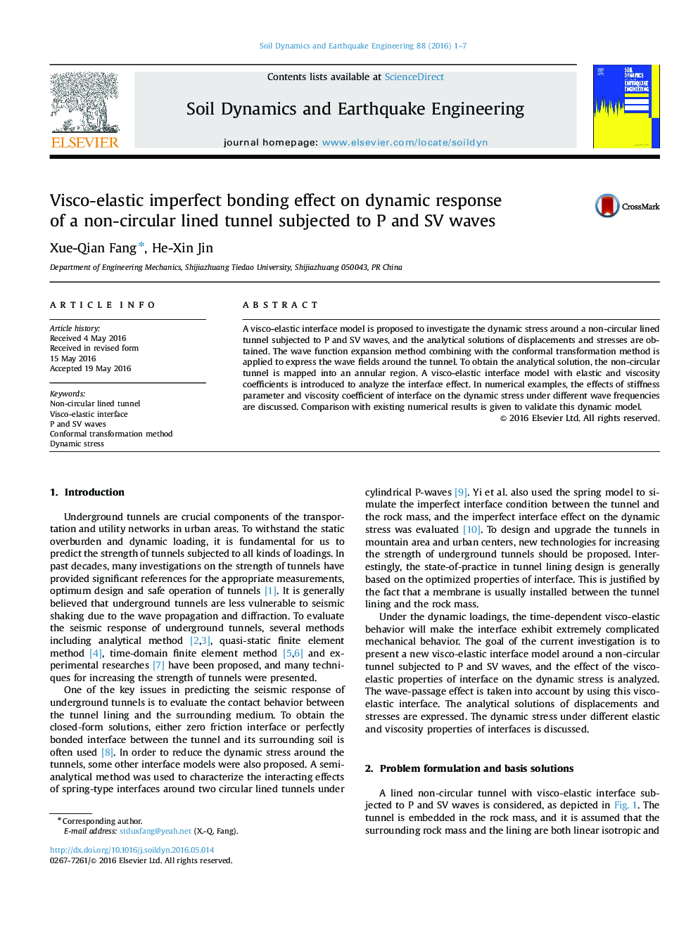 Visco-elastic imperfect bonding effect on dynamic response of a non-circular lined tunnel subjected to P and SV waves