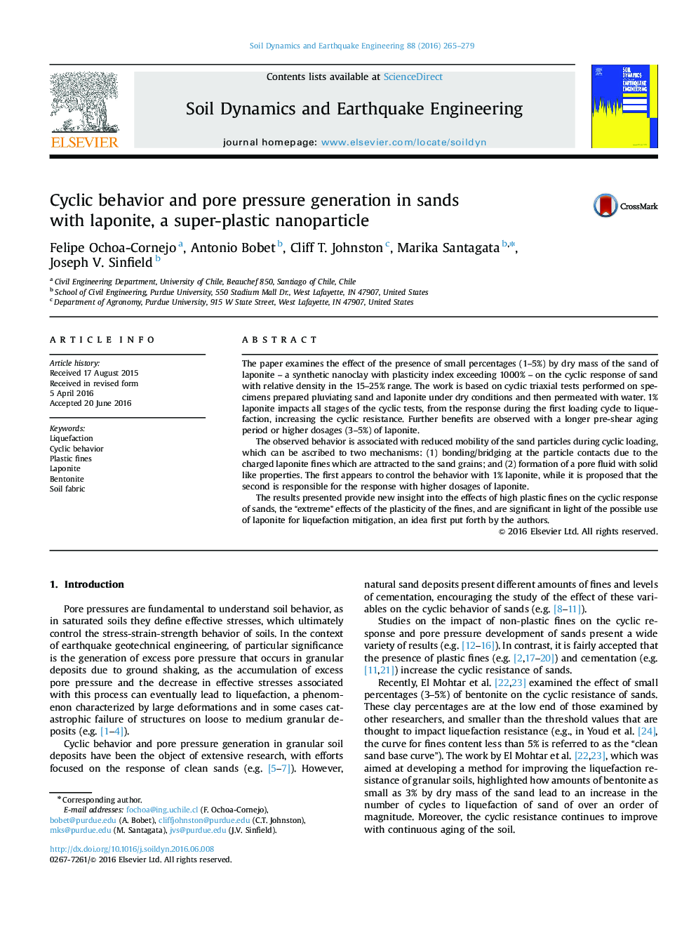 Cyclic behavior and pore pressure generation in sands with laponite, a super-plastic nanoparticle