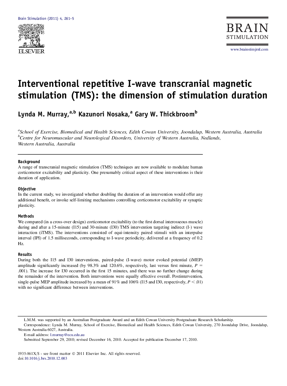 Interventional repetitive I-wave transcranial magnetic stimulation (TMS): the dimension of stimulation duration 