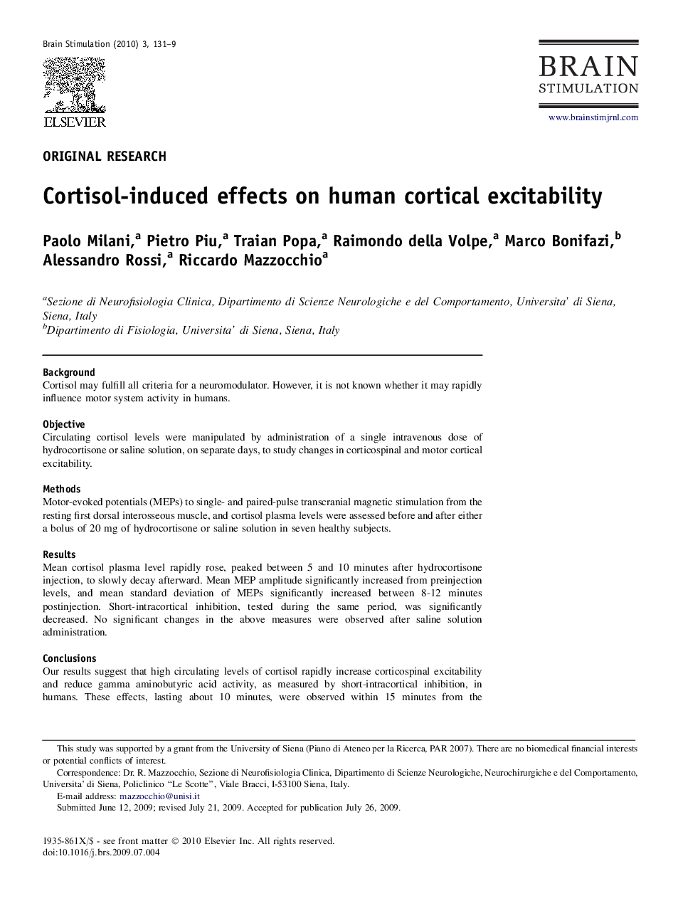 Cortisol-induced effects on human cortical excitability 