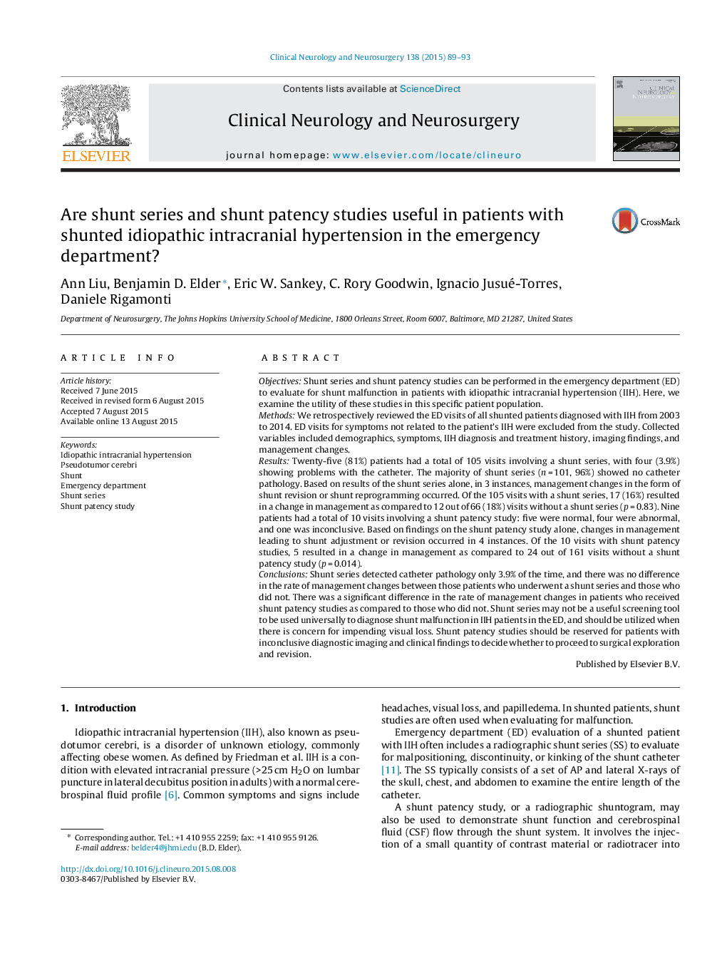 Are shunt series and shunt patency studies useful in patients with shunted idiopathic intracranial hypertension in the emergency department?