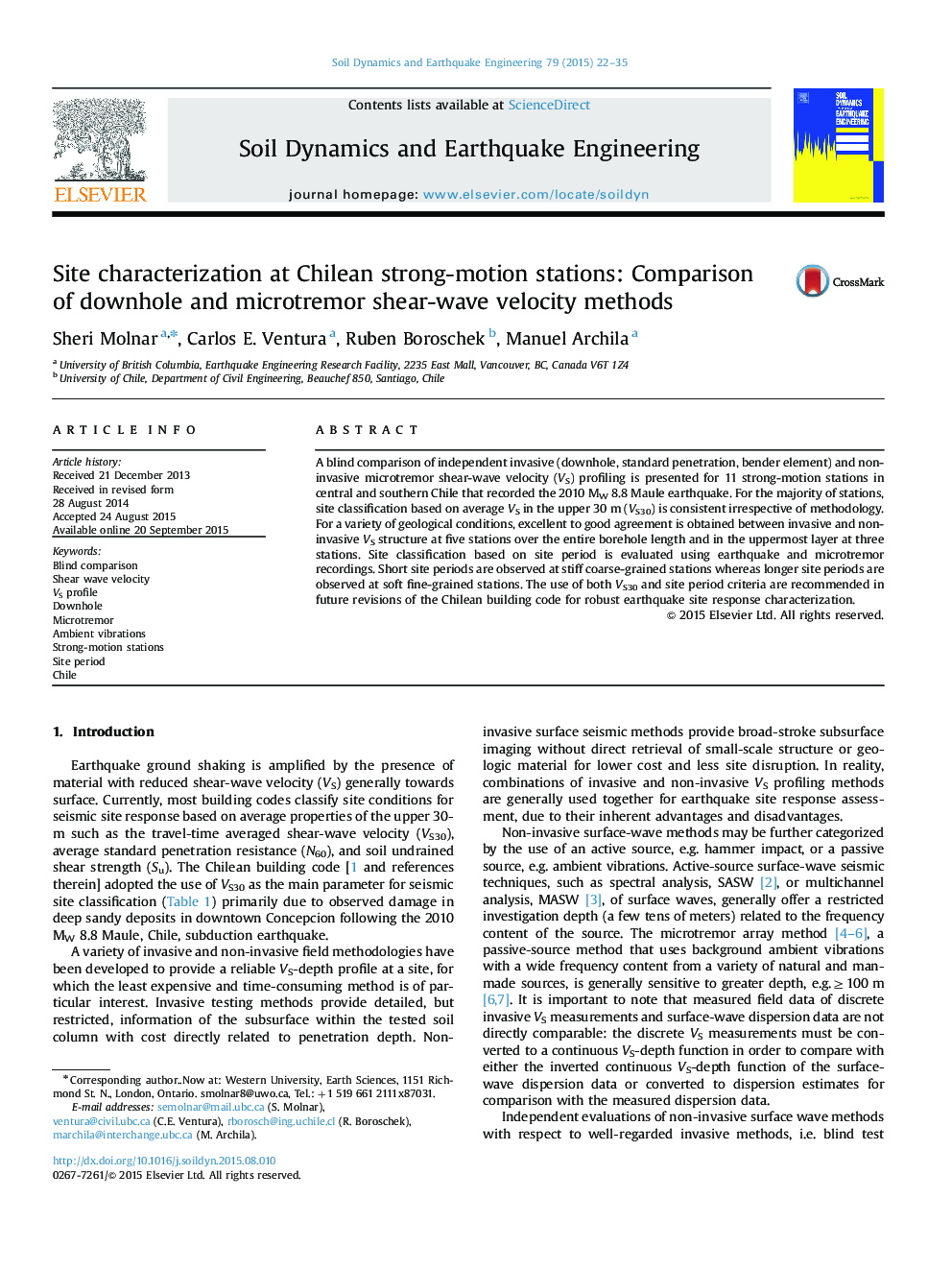 Site characterization at Chilean strong-motion stations: Comparison of downhole and microtremor shear-wave velocity methods