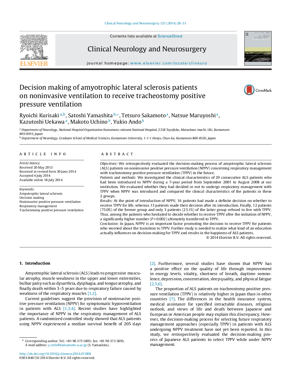 Decision making of amyotrophic lateral sclerosis patients on noninvasive ventilation to receive tracheostomy positive pressure ventilation