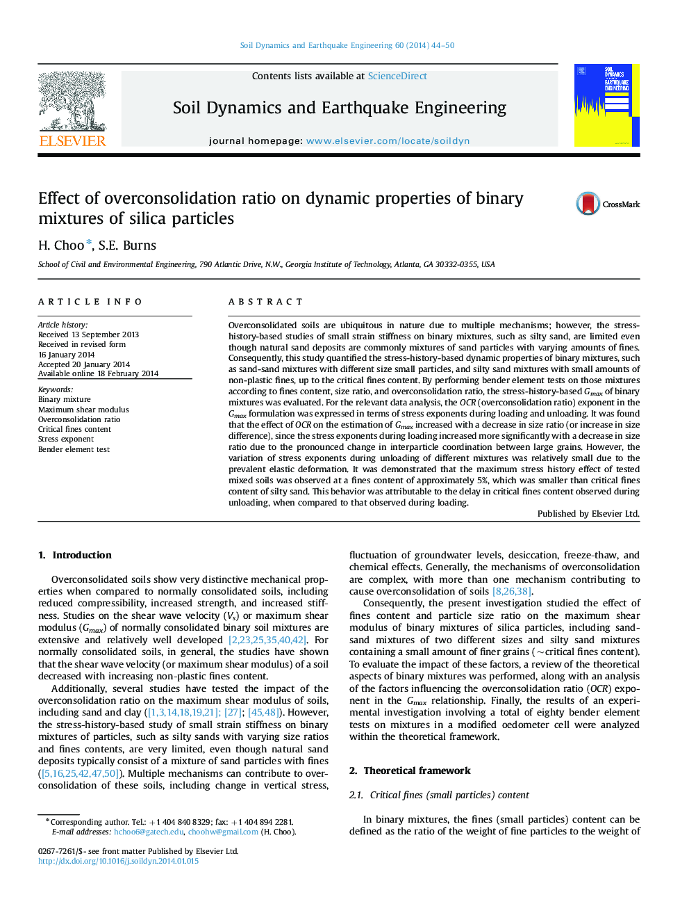 Effect of overconsolidation ratio on dynamic properties of binary mixtures of silica particles