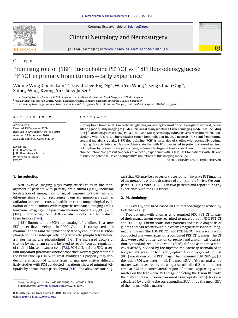 Promising role of [18F] fluorocholine PET/CT vs [18F] fluorodeoxyglucose PET/CT in primary brain tumors—Early experience