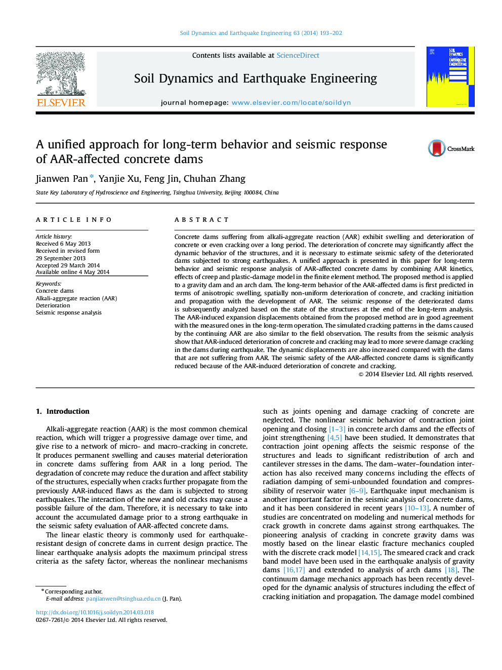 A unified approach for long-term behavior and seismic response of AAR-affected concrete dams