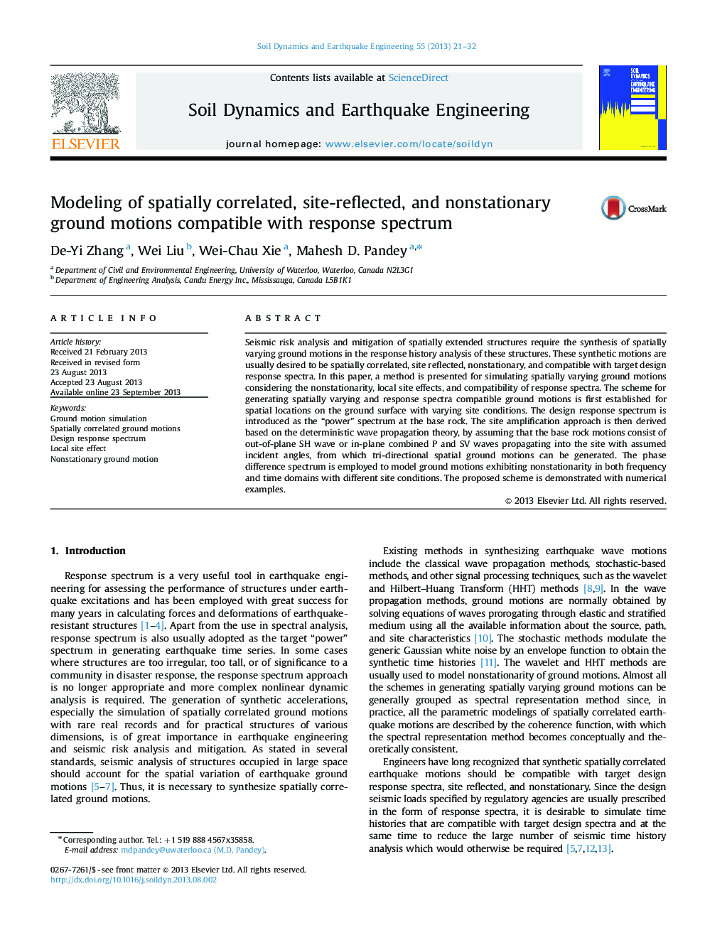 Modeling of spatially correlated, site-reflected, and nonstationary ground motions compatible with response spectrum