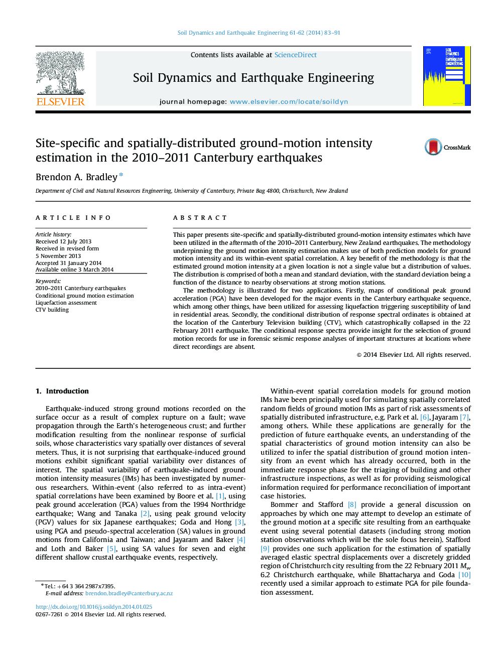 Site-specific and spatially-distributed ground-motion intensity estimation in the 2010–2011 Canterbury earthquakes