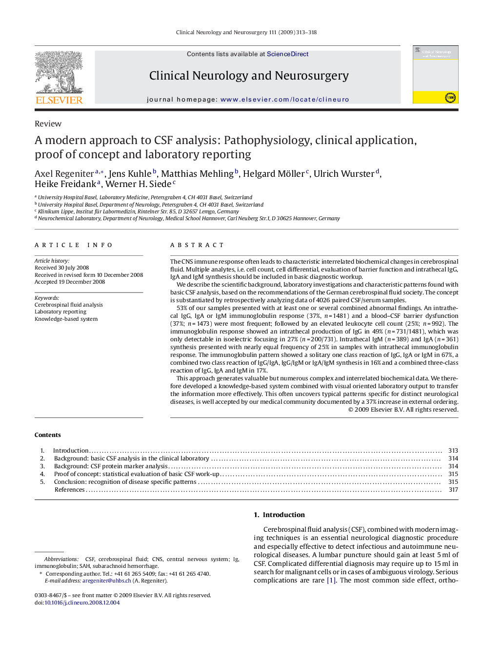 A modern approach to CSF analysis: Pathophysiology, clinical application, proof of concept and laboratory reporting