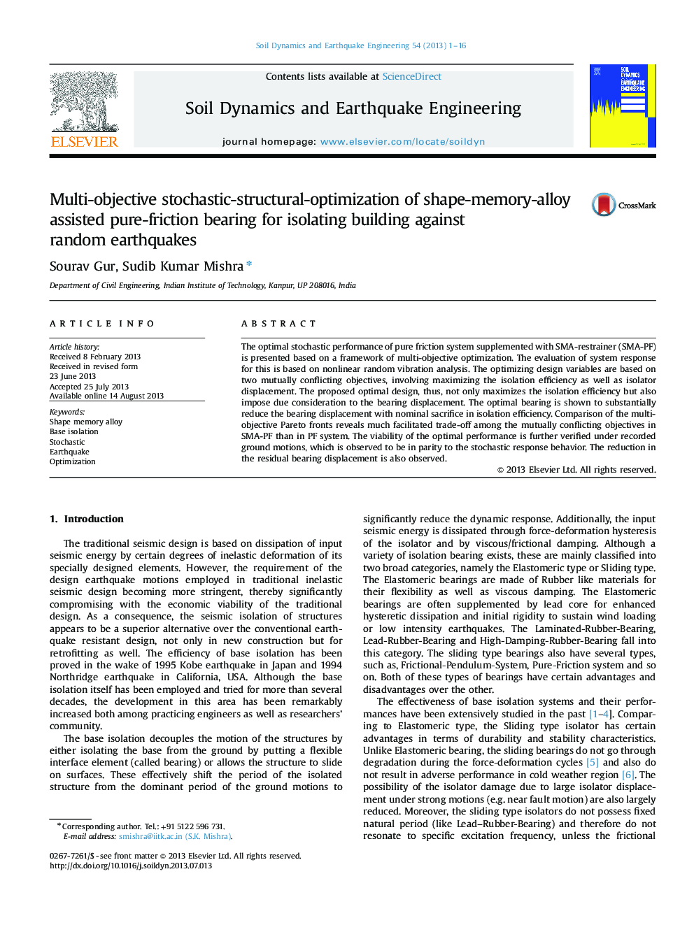 Multi-objective stochastic-structural-optimization of shape-memory-alloy assisted pure-friction bearing for isolating building against random earthquakes