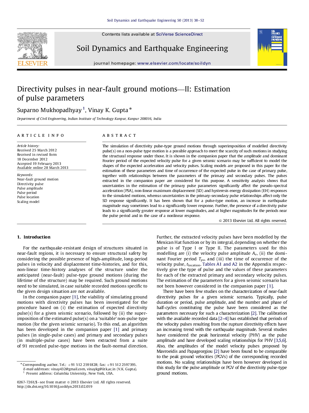 Directivity pulses in near-fault ground motions—II: Estimation of pulse parameters