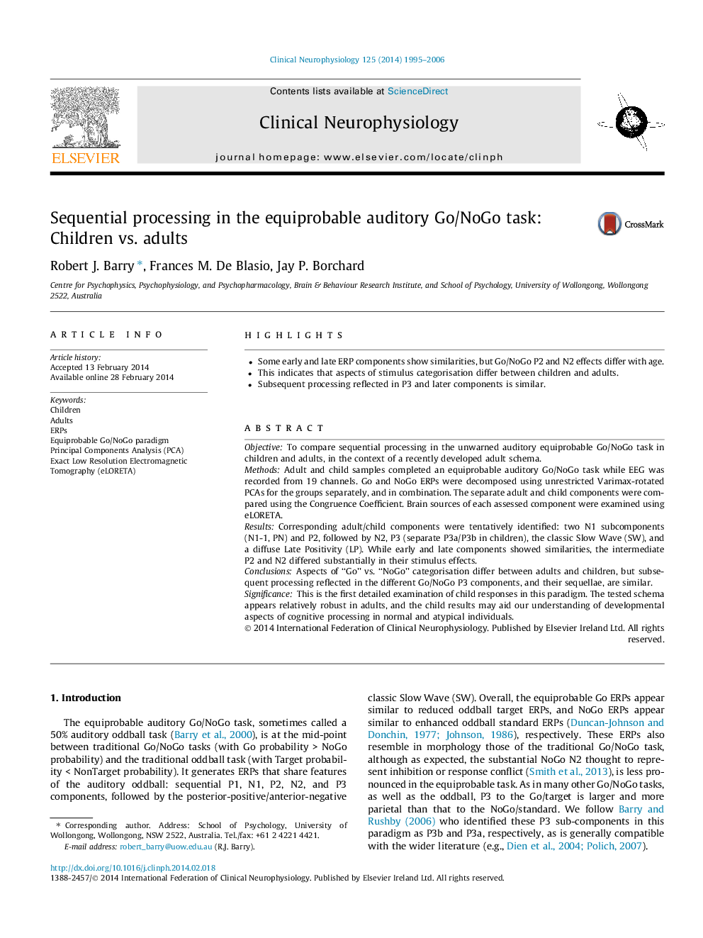 Sequential processing in the equiprobable auditory Go/NoGo task: Children vs. adults