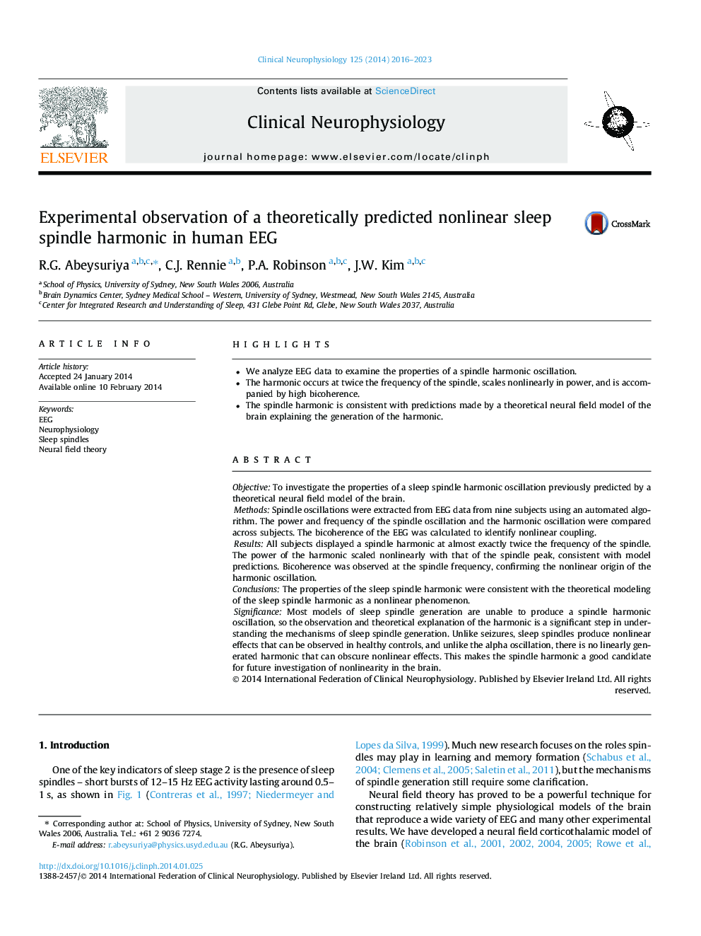 Experimental observation of a theoretically predicted nonlinear sleep spindle harmonic in human EEG