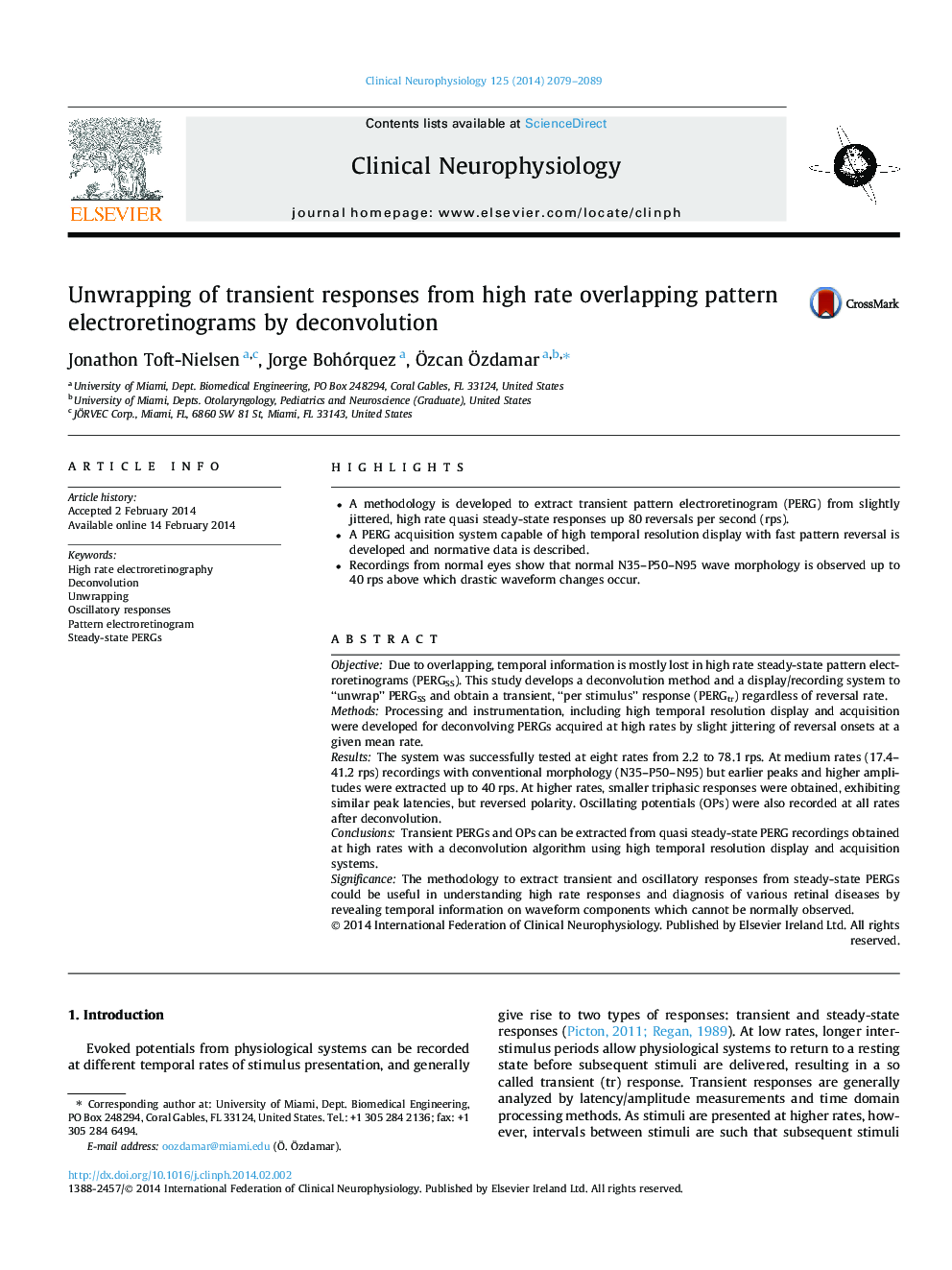 Unwrapping of transient responses from high rate overlapping pattern electroretinograms by deconvolution