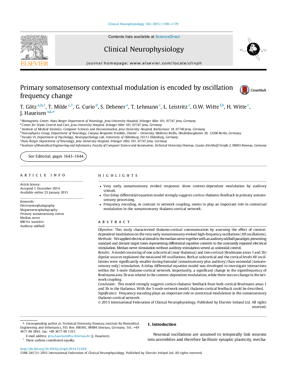 Primary somatosensory contextual modulation is encoded by oscillation frequency change