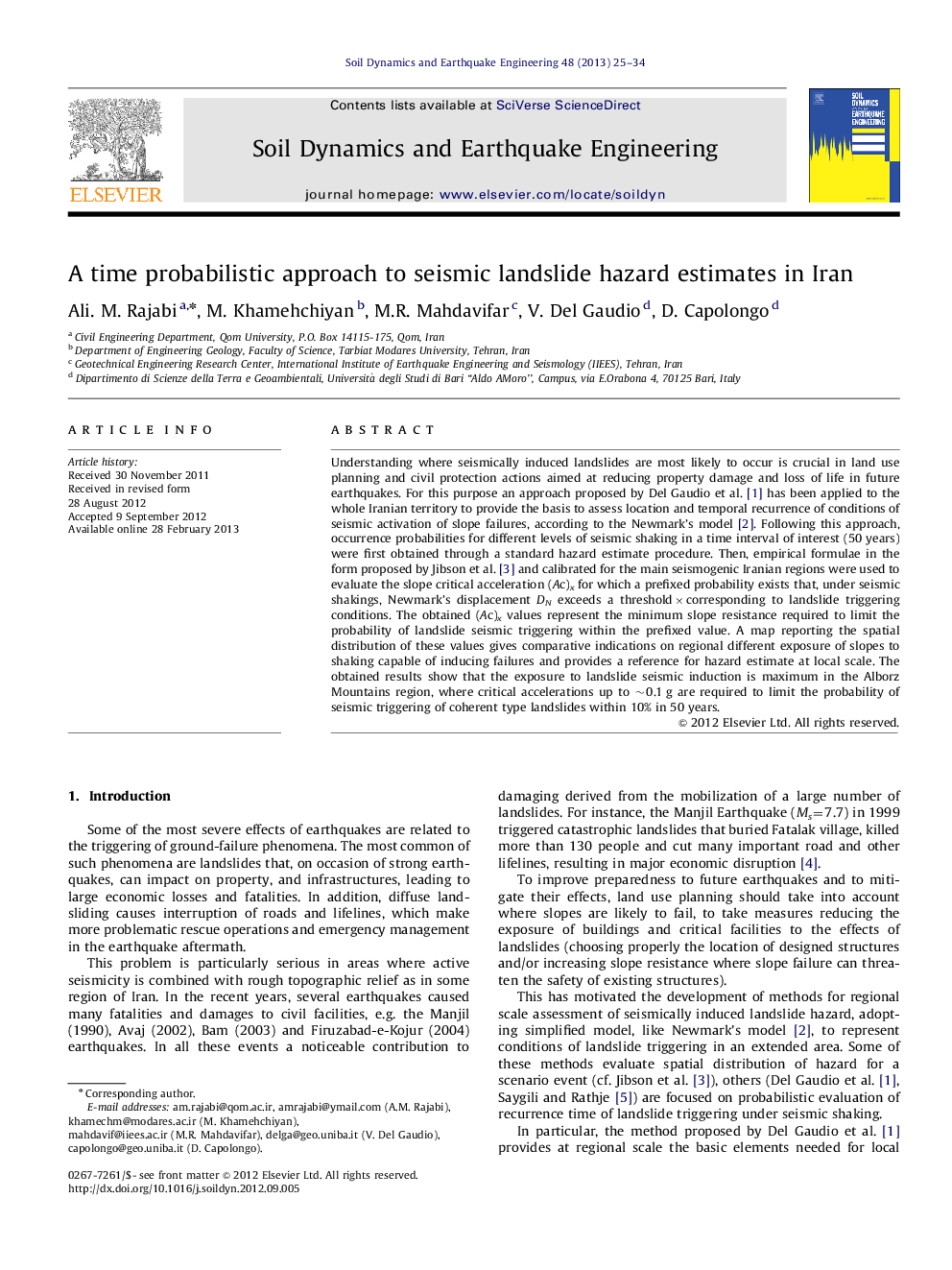 A time probabilistic approach to seismic landslide hazard estimates in Iran