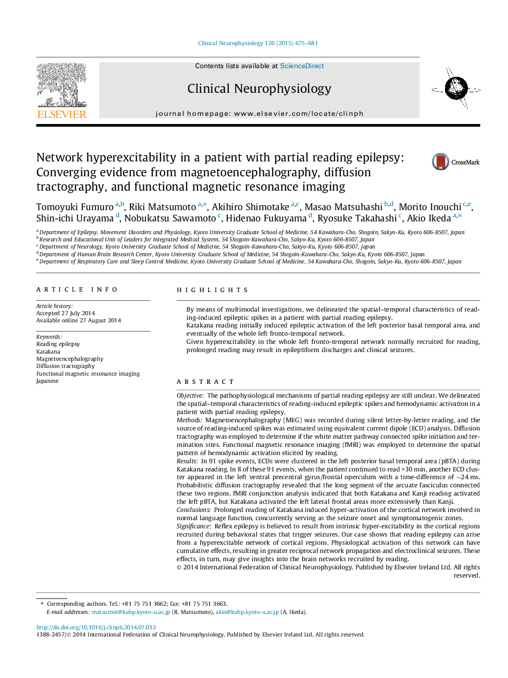 Network hyperexcitability in a patient with partial reading epilepsy: Converging evidence from magnetoencephalography, diffusion tractography, and functional magnetic resonance imaging