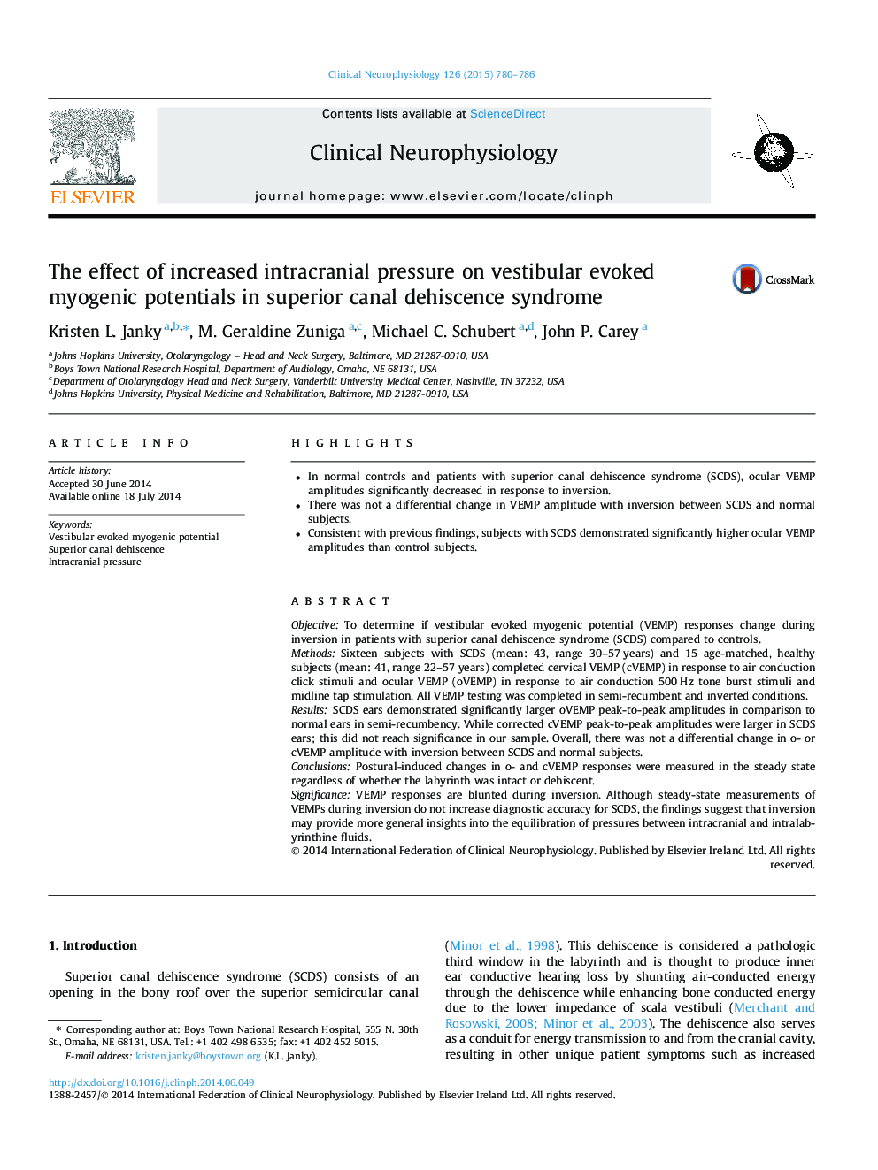 The effect of increased intracranial pressure on vestibular evoked myogenic potentials in superior canal dehiscence syndrome