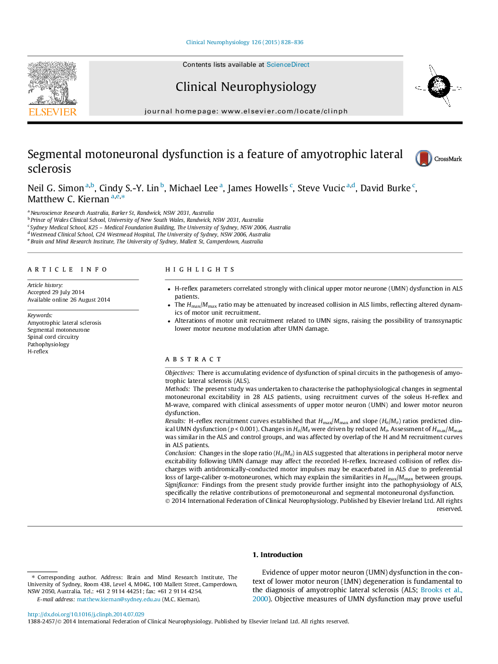 Segmental motoneuronal dysfunction is a feature of amyotrophic lateral sclerosis