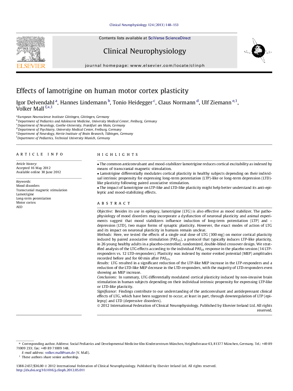 Effects of lamotrigine on human motor cortex plasticity