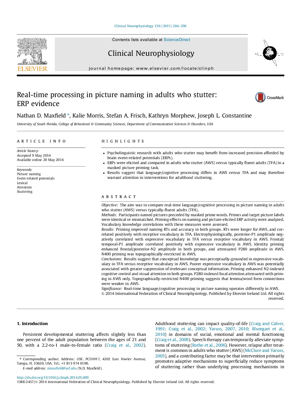 Real-time processing in picture naming in adults who stutter: ERP evidence