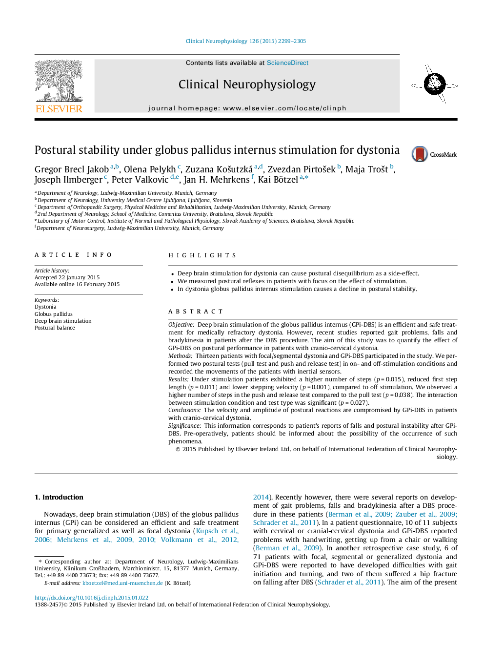 Postural stability under globus pallidus internus stimulation for dystonia